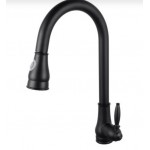 Aqua Matte Black Round Vintage Pull Out Kitchen Sink Mixer